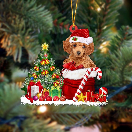 Poodle Gift Bag Merry Christmas Ornament, Christmas Gift, Christmas Tree Decorations, Christmas Ornament 2023