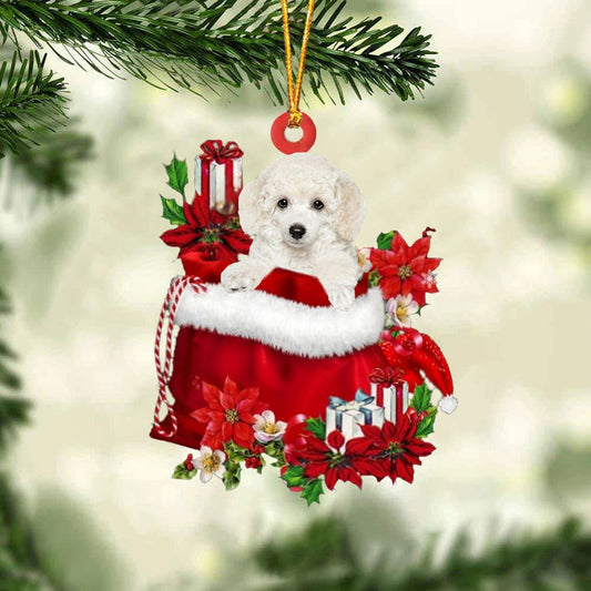 Poodle In Gifts Bag Christmas Hanging Ornament, Christmas Gift, Christmas Tree Decorations, Christmas Ornament 2023