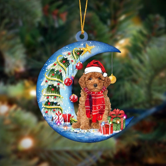 Poodle On The Moon Merry Christmas Hanging Ornament, Christmas Gift, Christmas Tree Decorations, Christmas Ornament 2023