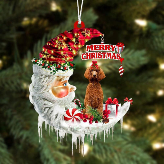 Poodle On The Moon Merry Christmas Ornaments, Christmas Gift, Christmas Tree Decorations, Christmas Ornament 2023