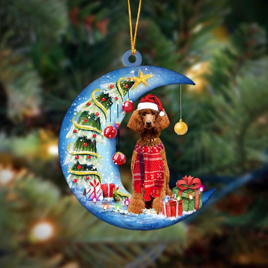 Poodle On The Moon Merry Christmas Shape Ornaments, Christmas Gift, Christmas Tree Decorations, Christmas Ornament 2023