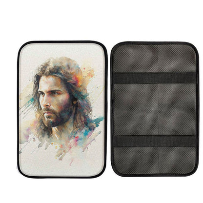 Portrait Of Jesus Car Center Console Cover, Bible Car Armrest Pad, Christian Gift Car Armrest Pad