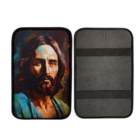Portrait Of Jesus Car Center Console Cover, Christian Car Armrest Pad, Christian Gift Car Armrest Pad