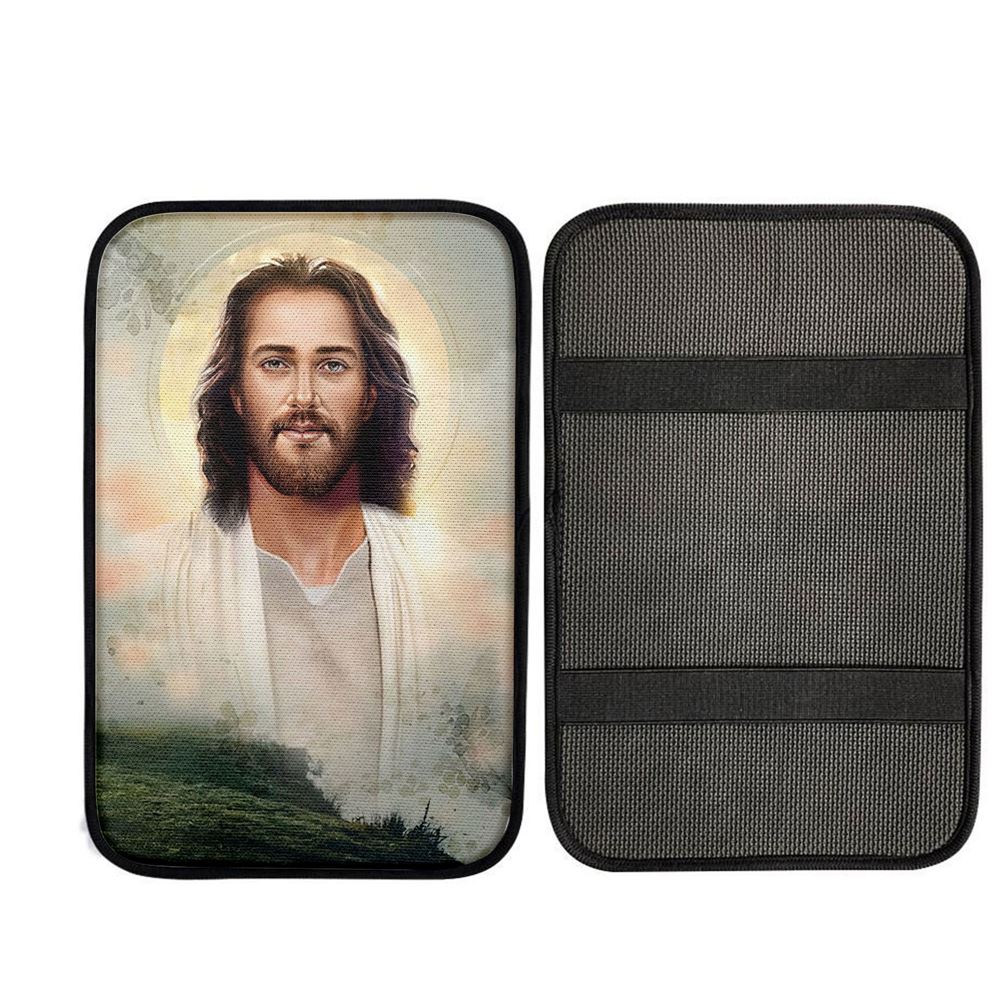 Portrait Of Jesus Car Center Console Cover, Jesus Art Prints, Cross Car Interior Accessories