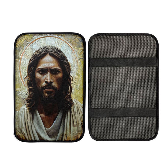 Portrait Of Jesus Christ Car Center Console Cover, Cross Car Interior Accessories