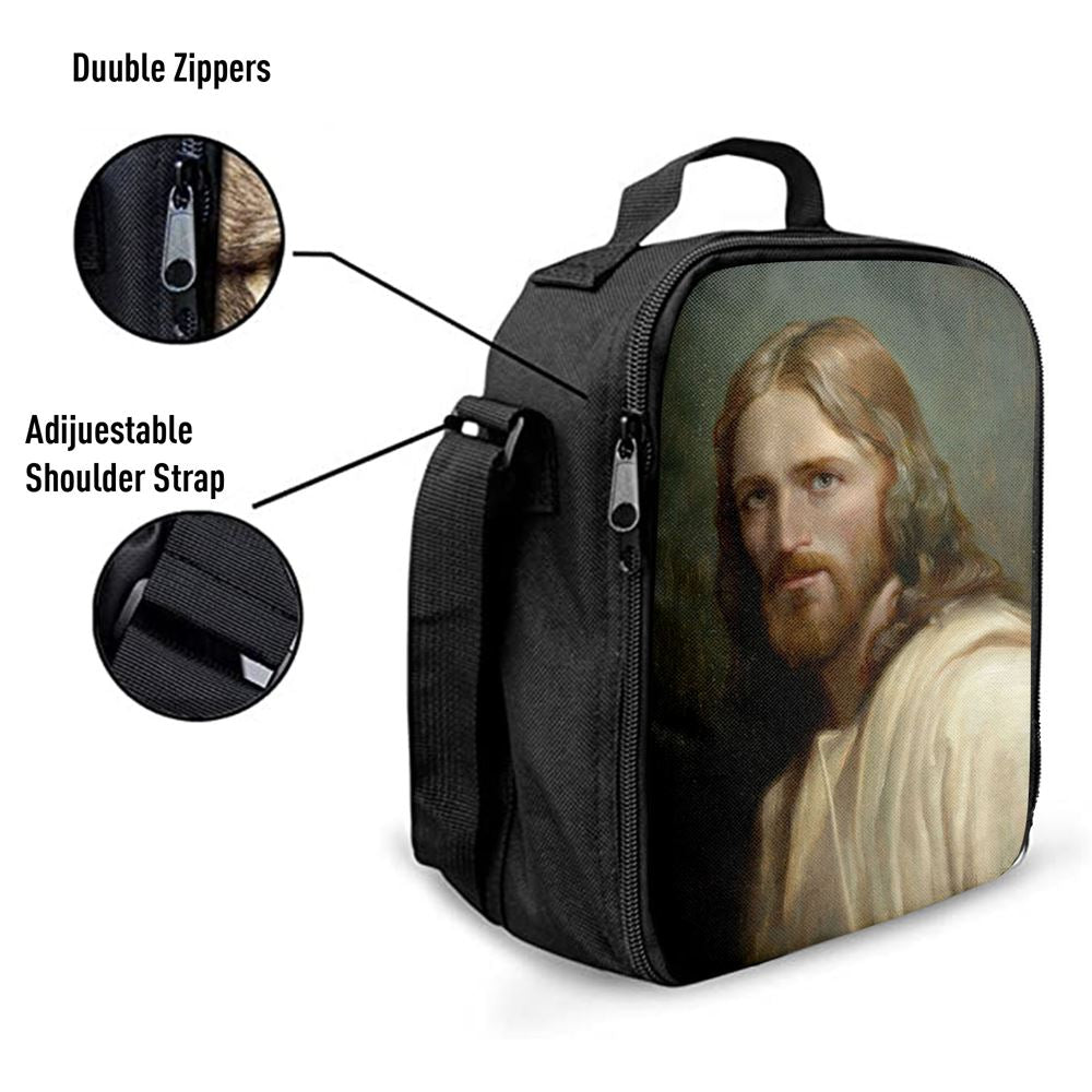 Portrait Of Jesus Christ Man Of Galilee Lunch Bag, Bible Verse Lunch Bag For Men And Women