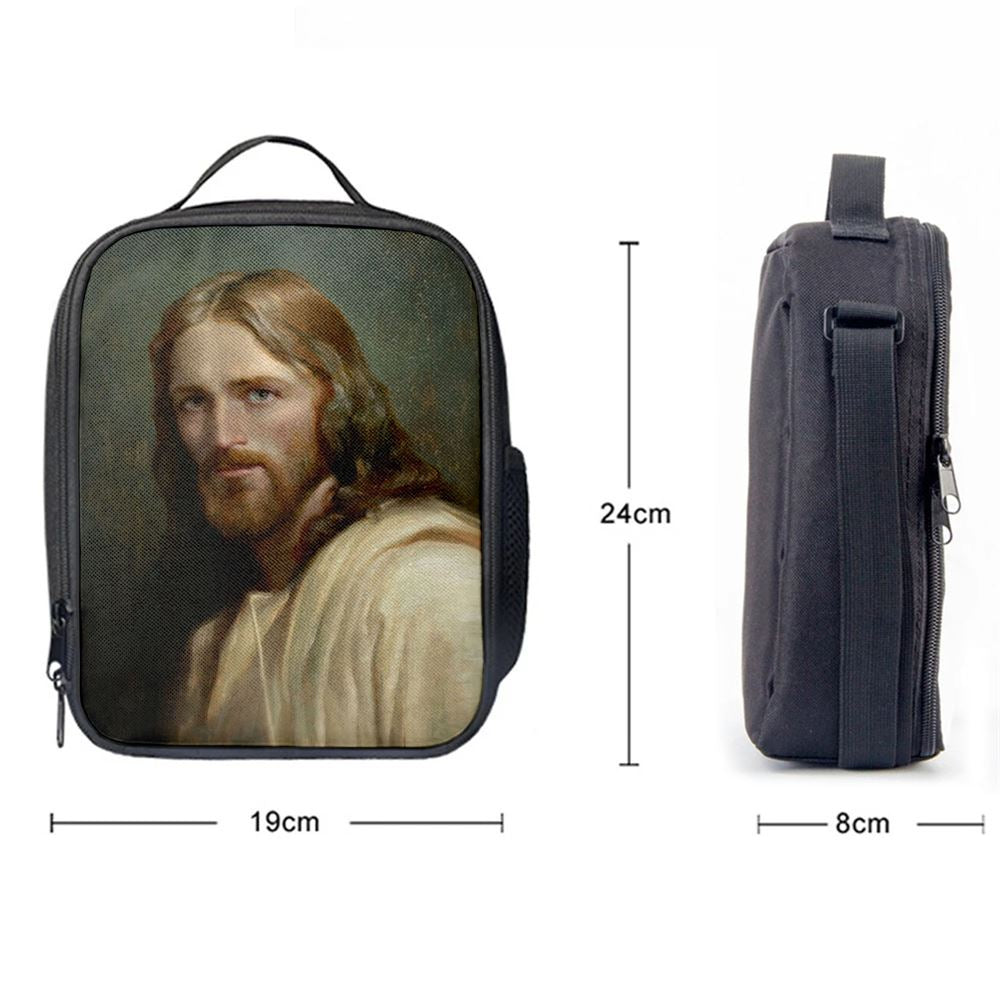 Portrait Of Jesus Christ Man Of Galilee Lunch Bag, Bible Verse Lunch Bag For Men And Women