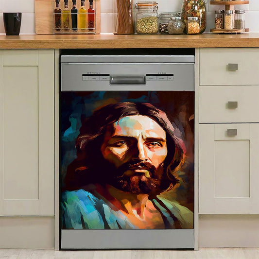 Portrait Of Jesus Dishwasher Cover, Christian Dishwasher Wrap, Jesus Kitchen Decoration