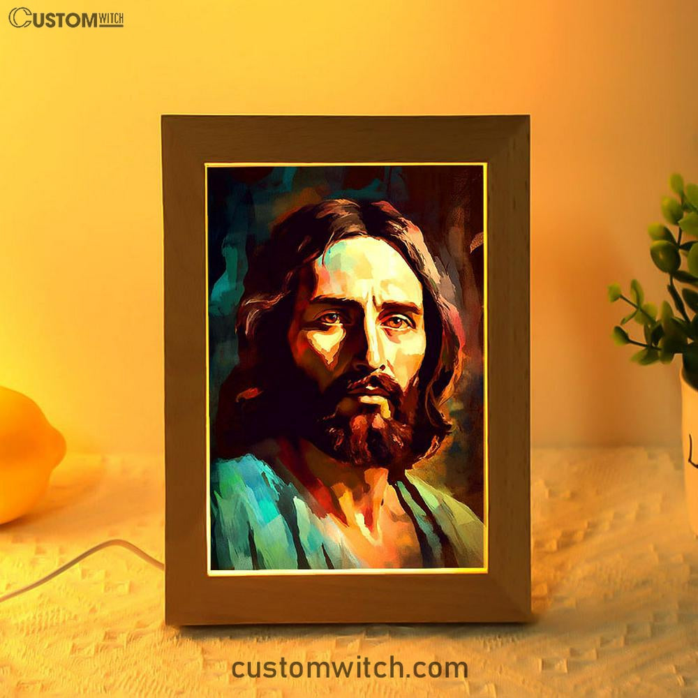 Portrait Of Jesus Frame Lamp Prints - Jesus Frame Lamp Art - Christian Art Decor