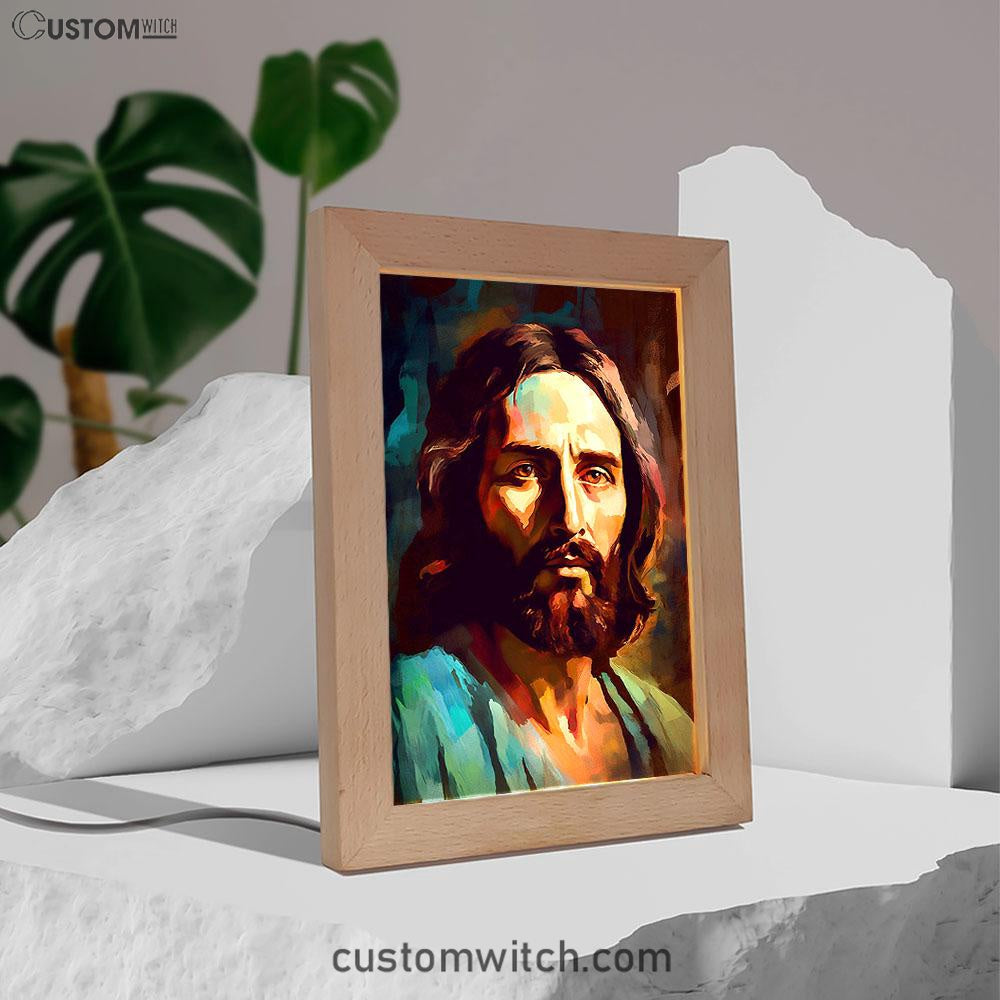 Portrait Of Jesus Frame Lamp Prints - Jesus Frame Lamp Art - Christian Art Decor