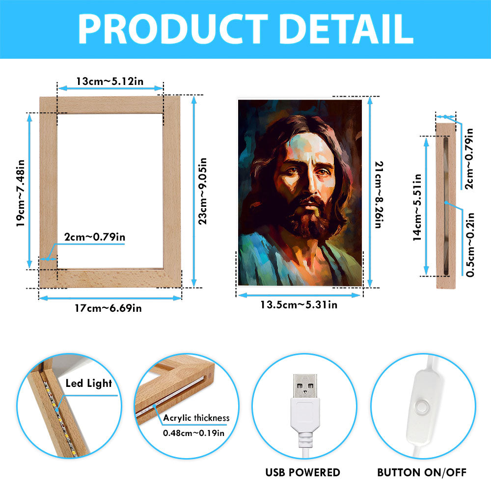 Portrait Of Jesus Frame Lamp Prints - Jesus Frame Lamp Art - Christian Art Decor