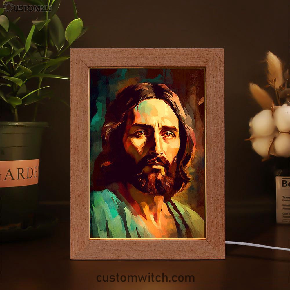 Portrait Of Jesus Frame Lamp Prints - Jesus Frame Lamp Art - Christian Art Decor