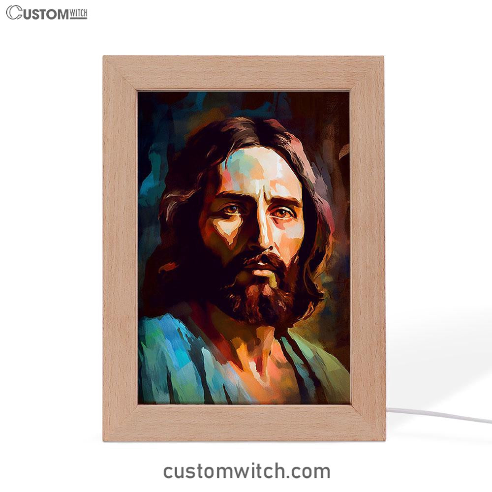 Portrait Of Jesus Frame Lamp Prints - Jesus Frame Lamp Art - Christian Art Decor