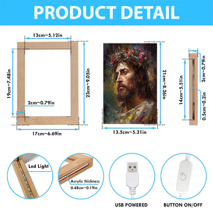 Portrait Of Jesus With The Crown Of Thorn Frame Lamp Prints - Jesus Frame Lamp Art - Christian Art Decor
