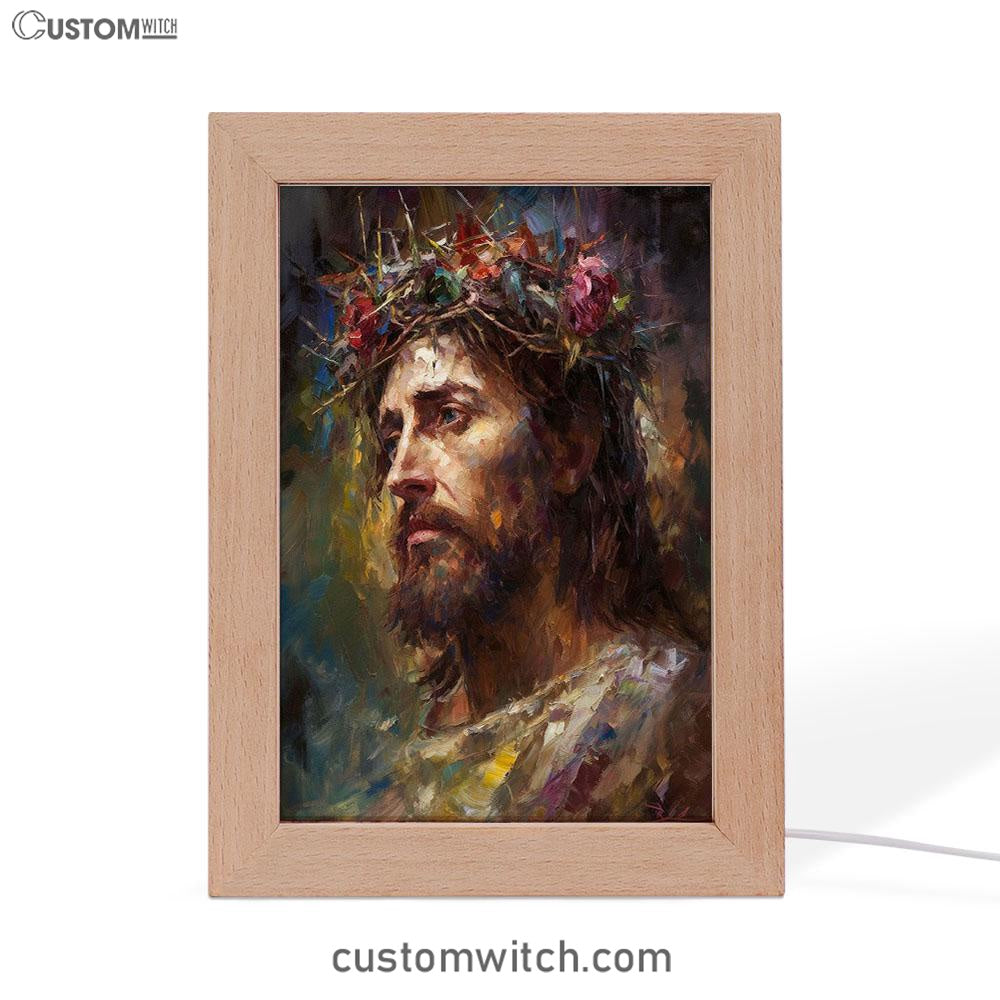 Portrait Of Jesus With The Crown Of Thorn Frame Lamp Prints - Jesus Frame Lamp Art - Christian Art Decor