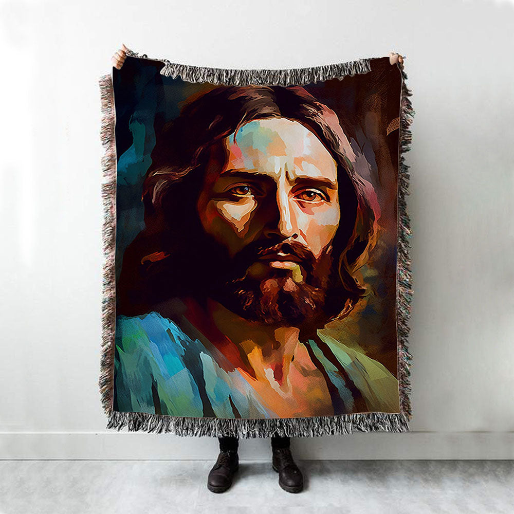 Portrait Of Jesus Woven Blanket Prints - Jesus Woven Blanket Art - Christian Throw Blanket Decor