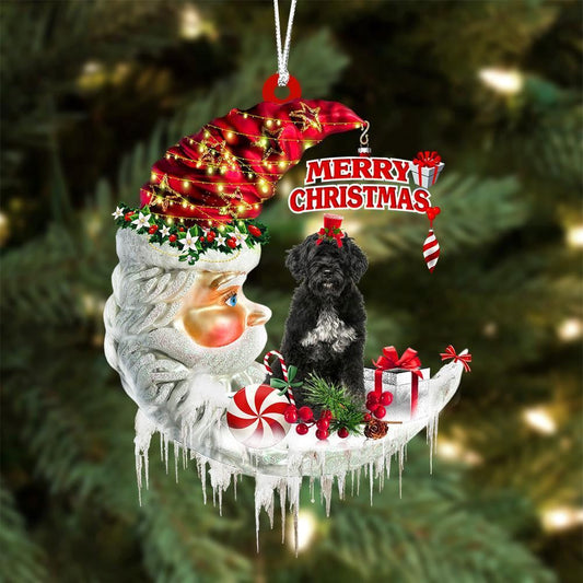 Portuguese Water Dog On The Moon Merry Christmas Hanging Ornament, Christmas Gift, Christmas Tree Decorations, Christmas Ornament 2023