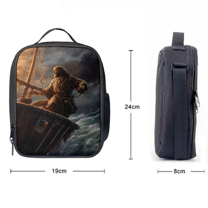 Power Jesus Christ Came To Rescue A Fishing Boat In A Storm Lunch Bags, Bible Verse Lunch Bag For Men And Women