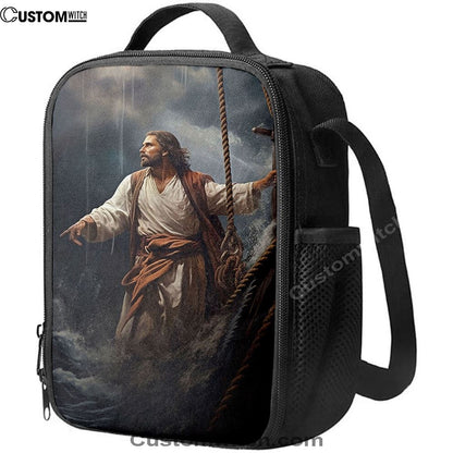 Power Jesus Christ Came To Rescue A Fishing Boat Lunch Bags, Bible Verse Lunch Bag For Men And Women
