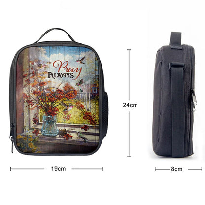 Pray Always Baby Orange Flower Autumn Hummingbird Lunch Bag, Bible Verse Lunch Bag For Men And Women