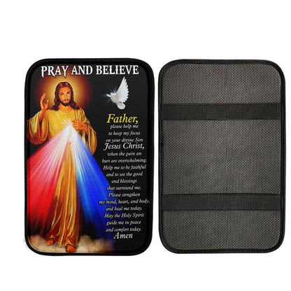 Pray And Believe Jesus Christ Car Center Console Cover, Religious Car Interior Accessories