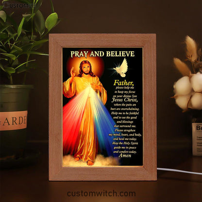 Pray And Believe Jesus Christ Frame Lamp Art - Jesus Frame Lamp Pictures - Christian Night Light