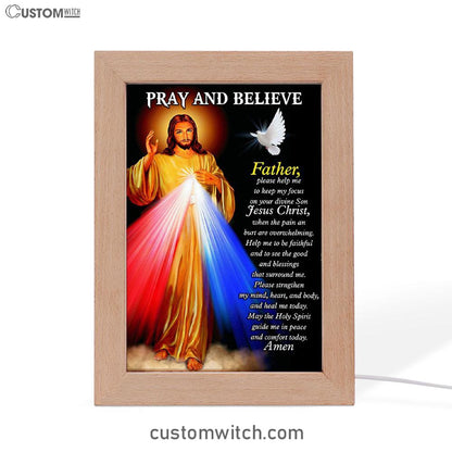 Pray And Believe Jesus Christ Frame Lamp Art - Jesus Frame Lamp Pictures - Christian Night Light