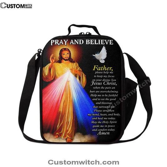Pray And Believe Jesus Christ Lunch Bag, Bible Verse Lunch Bag For Men And Women