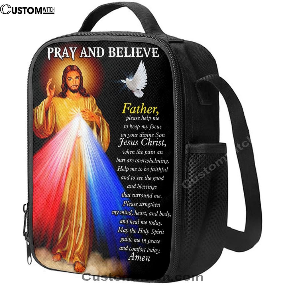 Pray And Believe Jesus Christ Lunch Bag, Bible Verse Lunch Bag For Men And Women