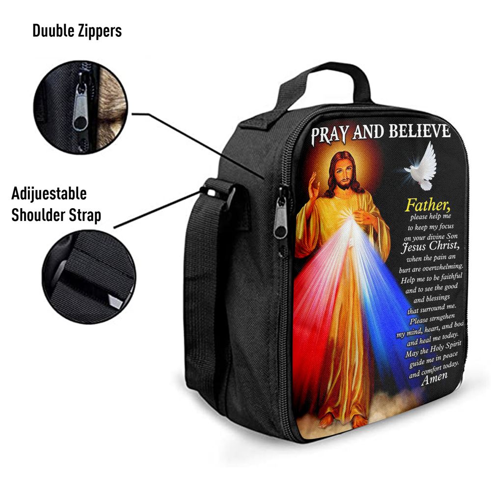 Pray And Believe Jesus Christ Lunch Bag, Bible Verse Lunch Bag For Men And Women