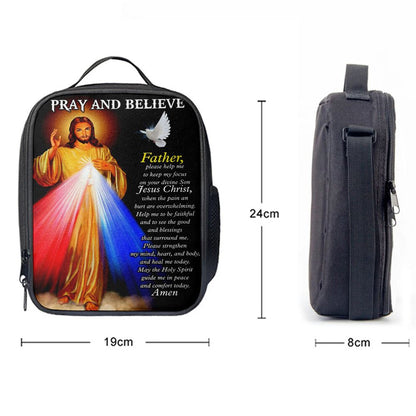 Pray And Believe Jesus Christ Lunch Bag, Bible Verse Lunch Bag For Men And Women