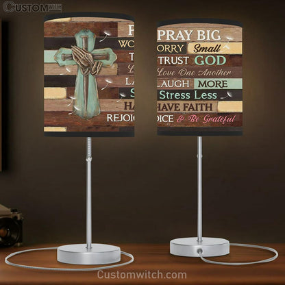 Pray Big Worry Small Table Lamb Art - Scripture Table Lamb Prints - Christian Lamb Gift