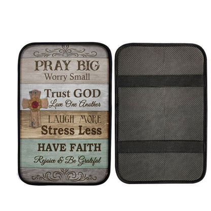 Pray Big Worry Small Car Center Console Cover, Christian Car Interior Accessories