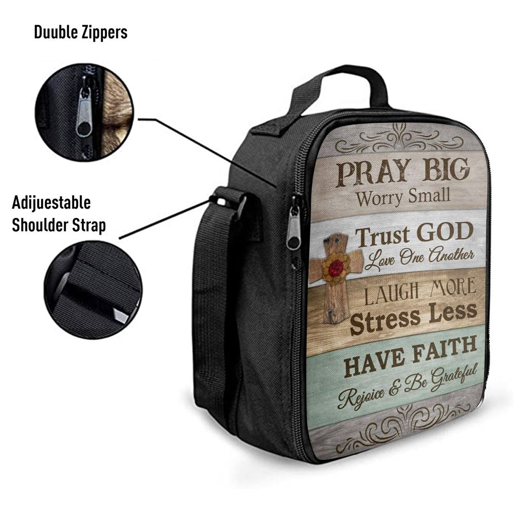 Pray Big Worry Small Lunch Bag, Bible Verse Lunch Bag For Men And Women