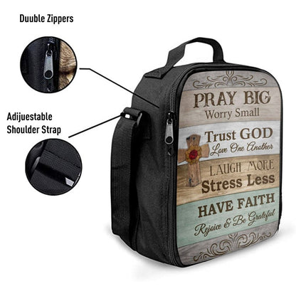 Pray Big Worry Small Lunch Bag, Bible Verse Lunch Bag For Men And Women