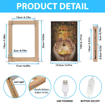 Pray For Healing Jesus's Hand Rose Garden Be Still And Know That I Am God Frame Lamp Prints - Jesus Christ Frame Lamp Art - Christian Decor