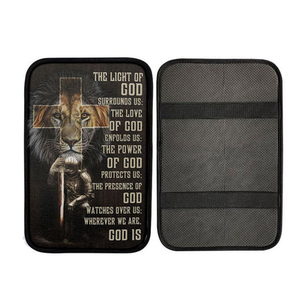 Prayer For Protection - Warrior Lion Of Judah Car Center Console Cover, Christ Car Interior Accessories