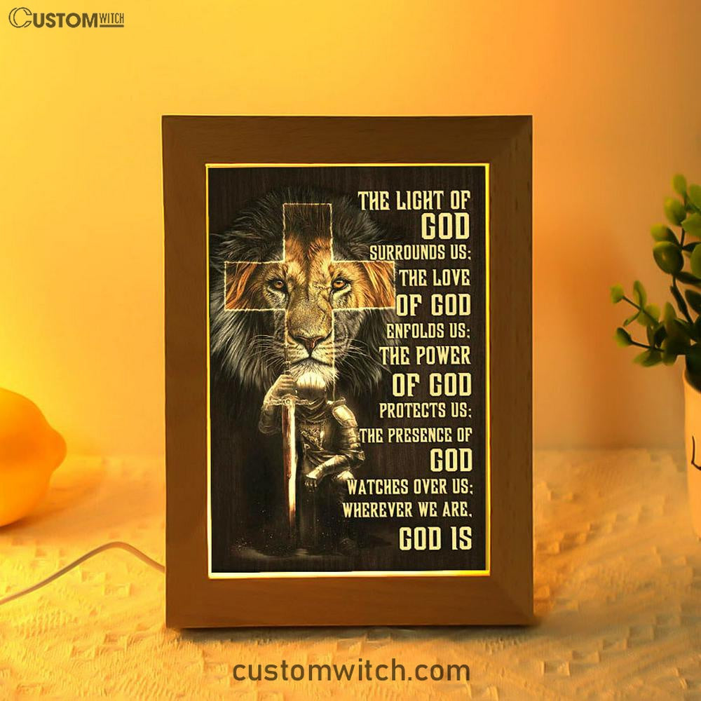Prayer For Protection - Warrior Lion Of Judah Frame Lamp Prints - Bible Verse Decor - Scripture Art