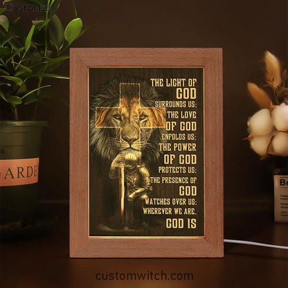 Prayer For Protection - Warrior Lion Of Judah Frame Lamp Prints - Bible Verse Decor - Scripture Art