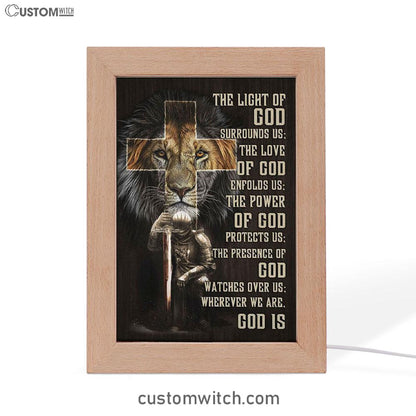 Prayer For Protection - Warrior Lion Of Judah Frame Lamp Prints - Bible Verse Decor - Scripture Art