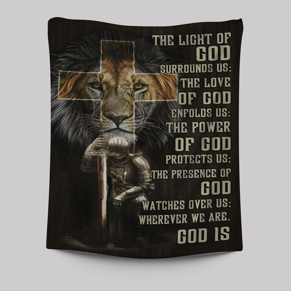 Prayer For Protection - Warrior Lion Of Judah Tapestry Prints - Bible Verse Wall Decor - Scripture Wall Art