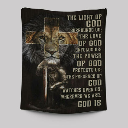 Prayer For Protection - Warrior Lion Of Judah Tapestry Prints - Bible Verse Wall Decor - Scripture Wall Art