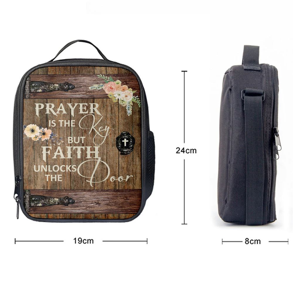 Prayer Is The Key But Faith Unlock The Door Lunch Bag, Bible Verse Lunch Bag For Men And Women