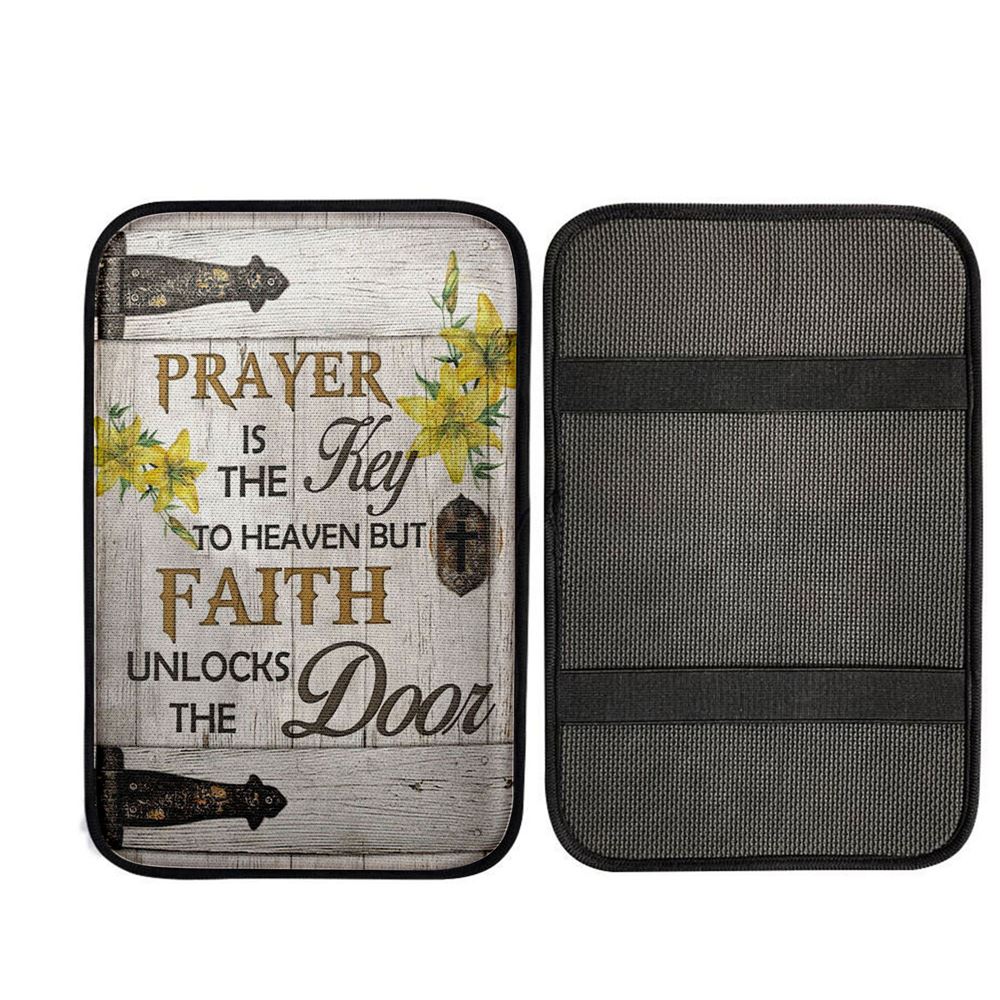 Prayer Is The Key To Heaven Car Center Console Cover, Christian Gift Car Armrest Pad