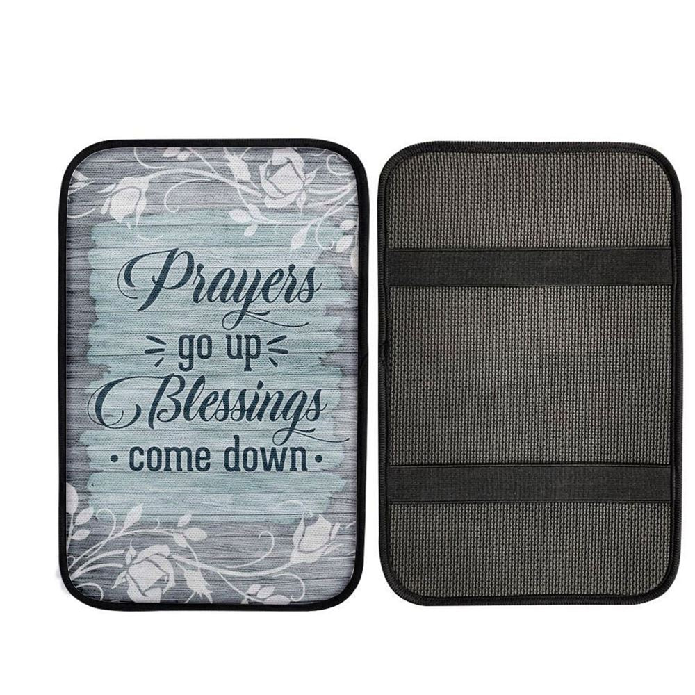 Prayers Go Up Blessings Come Down Christian Car Center Console Cover, Christ Car Interior Accessories