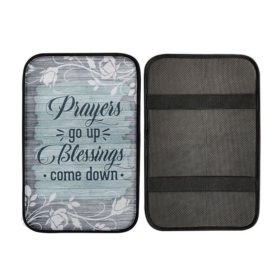 Prayers Go Up Blessings Come Down Christian Car Center Console Cover, Christian Gift Car Armrest Pad