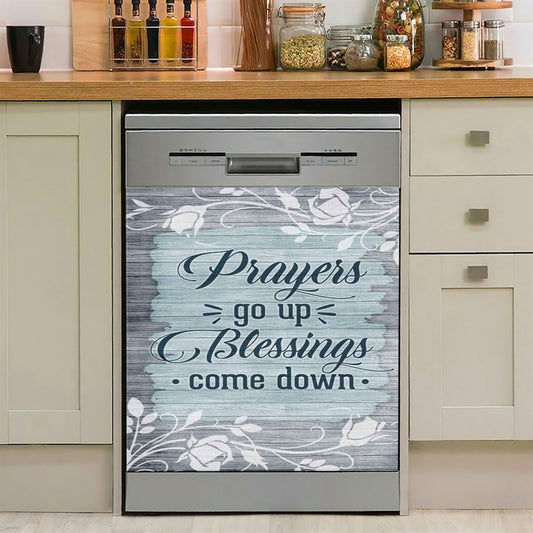 Prayers Go Up Blessings Come Down Christian Dishwasher Cover, Bible Verse Dishwasher Wrap, Scripture Kitchen Decoration