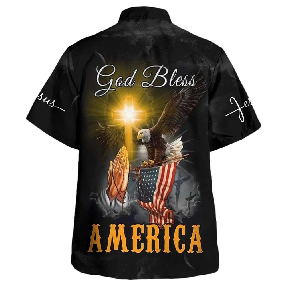 Praying Hands God Bless America Hawaiian Shirt For Men, Christian Hawaiian Shirt, Gift For Christian