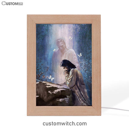 Praying With God White Butterfly Forest Frame Lamp Print - Inspirational Frame Lamp Art - Christian Art Home Decor