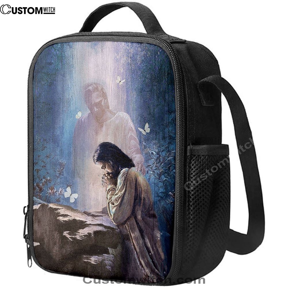 Praying With God White Butterfly Forest Lunch Bag, Bible Verse Lunch Bag For Men And Women